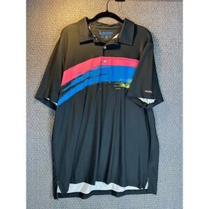 Chubbies Polo Shirt Mens XL Paintbrush Performance Golf Stretch Black Retro Top
